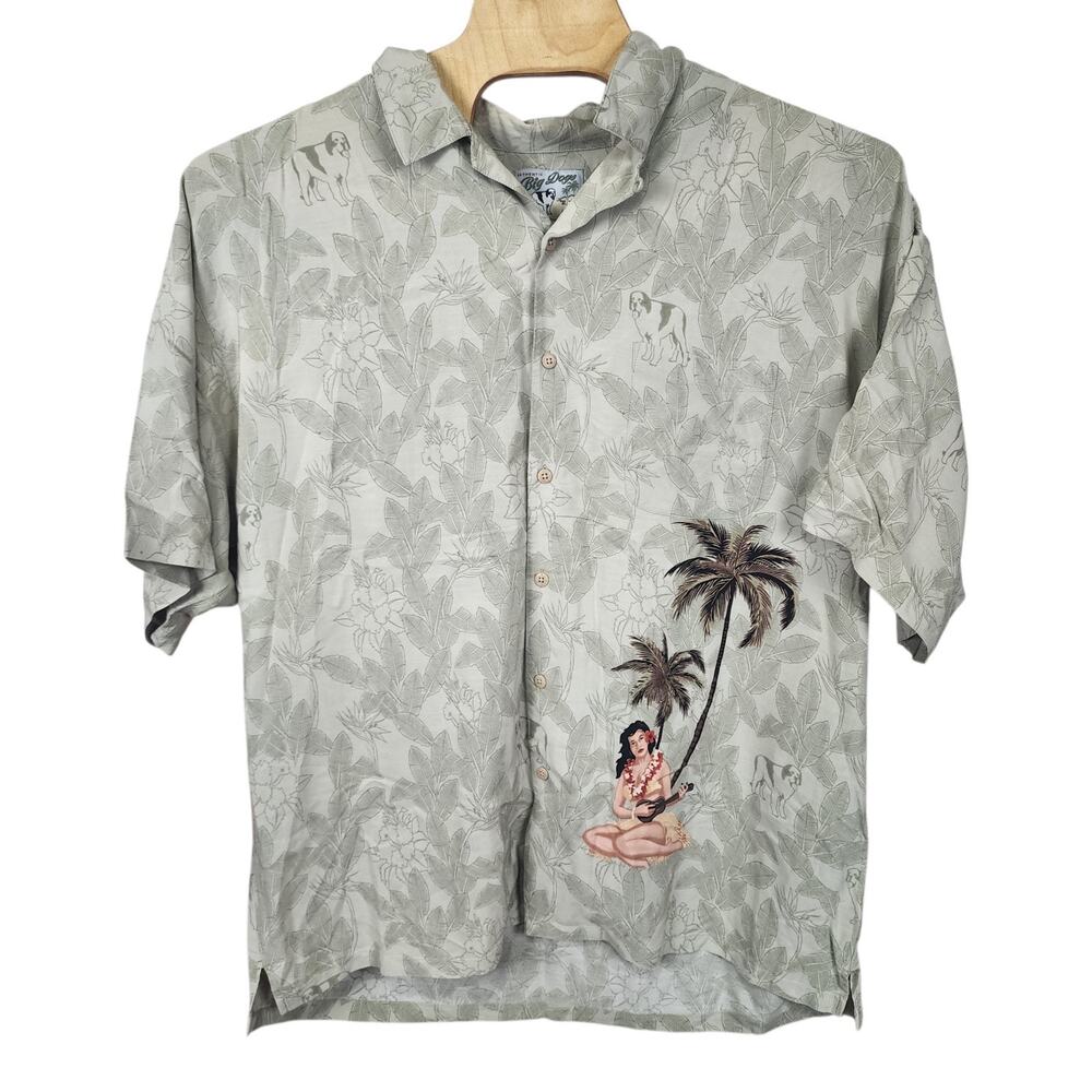 Big Dogs Men's Button Up Hawaiian Girl Camp Welcome to Paradise Shirt 3XL XXXL